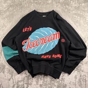 Vintage Lets Have Some Ice Cream Graphic Sweatshirt Mens L Black